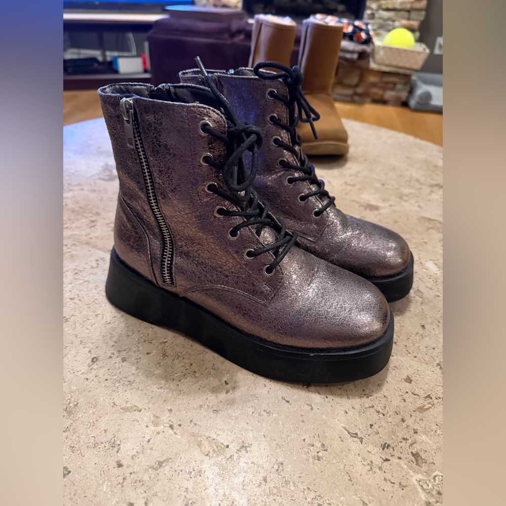 Steve Madden Metallic Lace-Up Boots - Picture 2 of 6